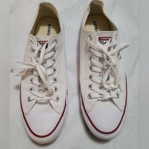 Converse Shoes Mens 12 Sneakers White and Red Casual Canvas Low Lace Up